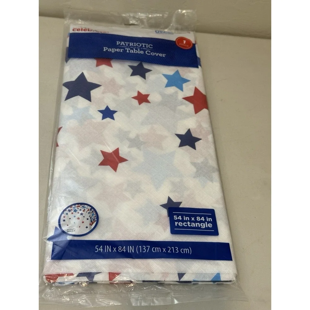 Vintage Lot of 2 Paper Table Covers Stars USA Celebration 54 x 84
